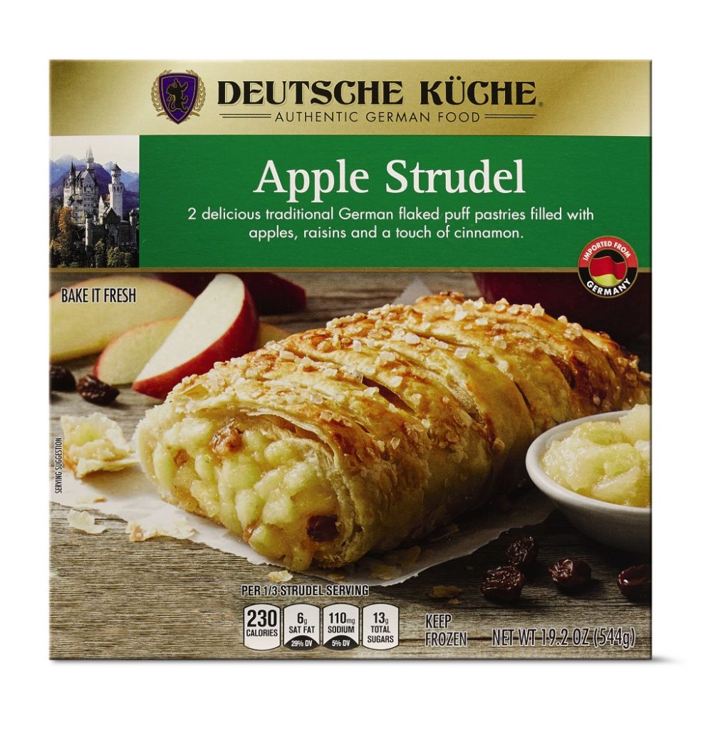 box of aldi apple strudel 