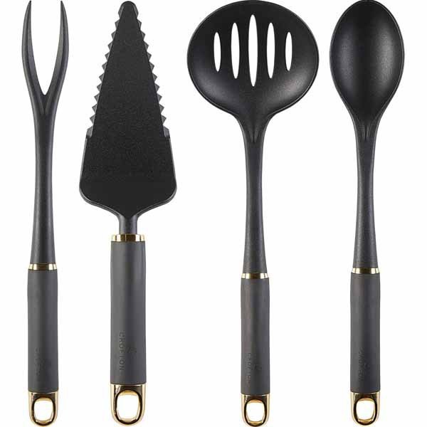black and gold nylon kitchen utensils