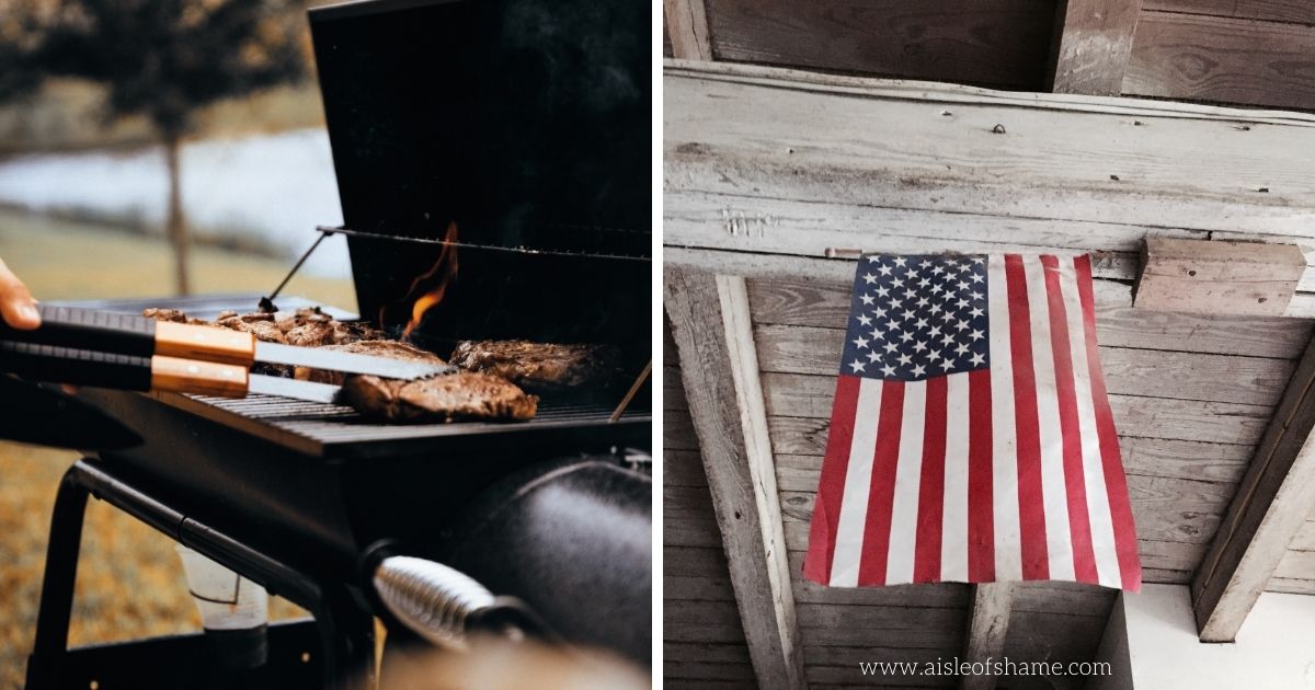 photos pf grill and american flag for post on Aldi labor day hours