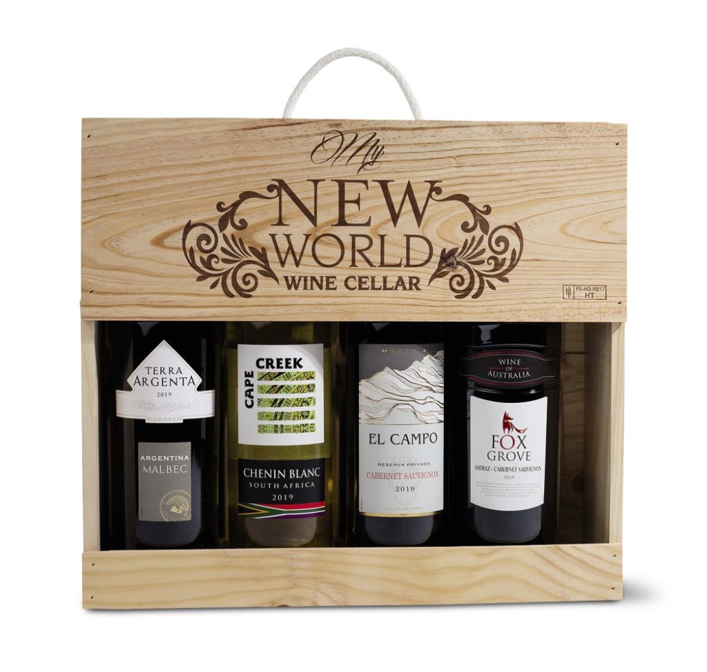 New World Wine Gift Set with four wines from Aldi