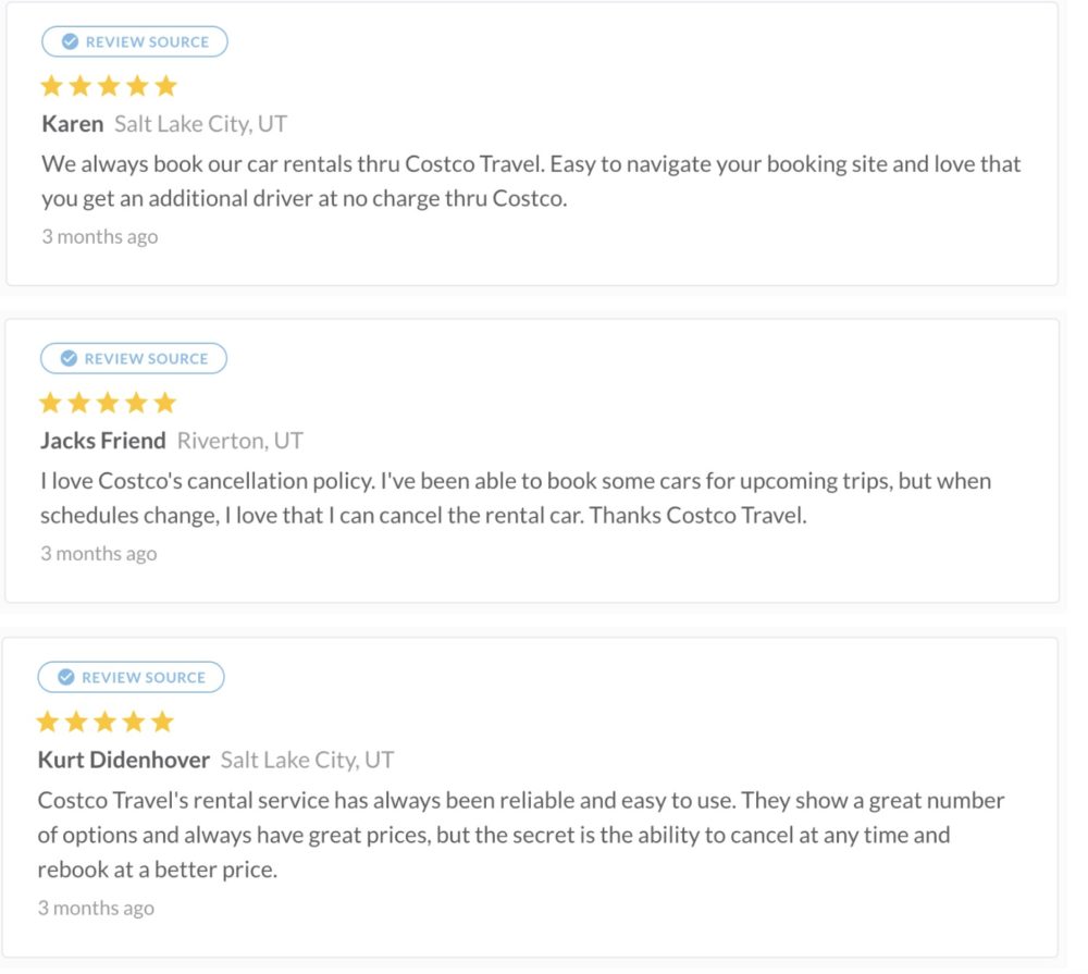 Costco Customer Reviews Car Rental