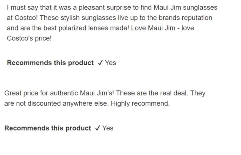 Costco Maui Jim Reviews