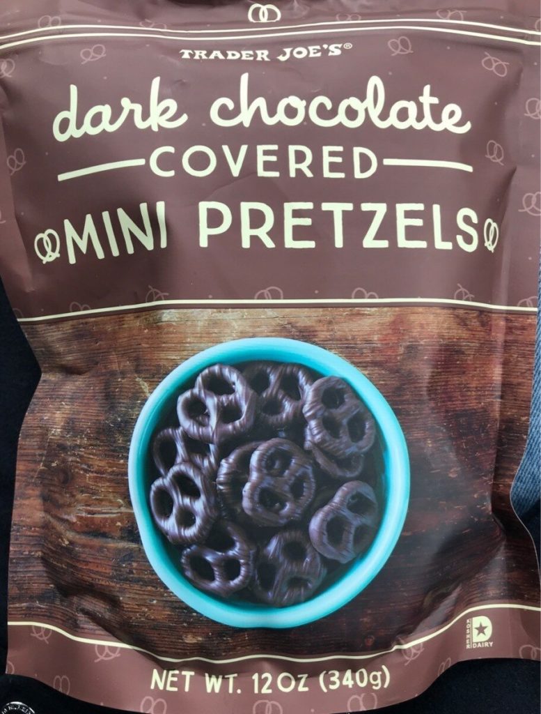 Trader Joes Dark Chocolate covered mini pretzels