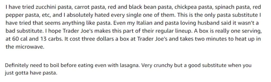 Trader Joe’s Heart Of Palm Pasta Review 1