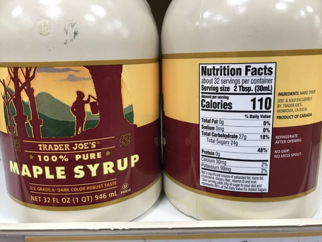 Trader Joe’s Maple Syrup Nutrition Facts