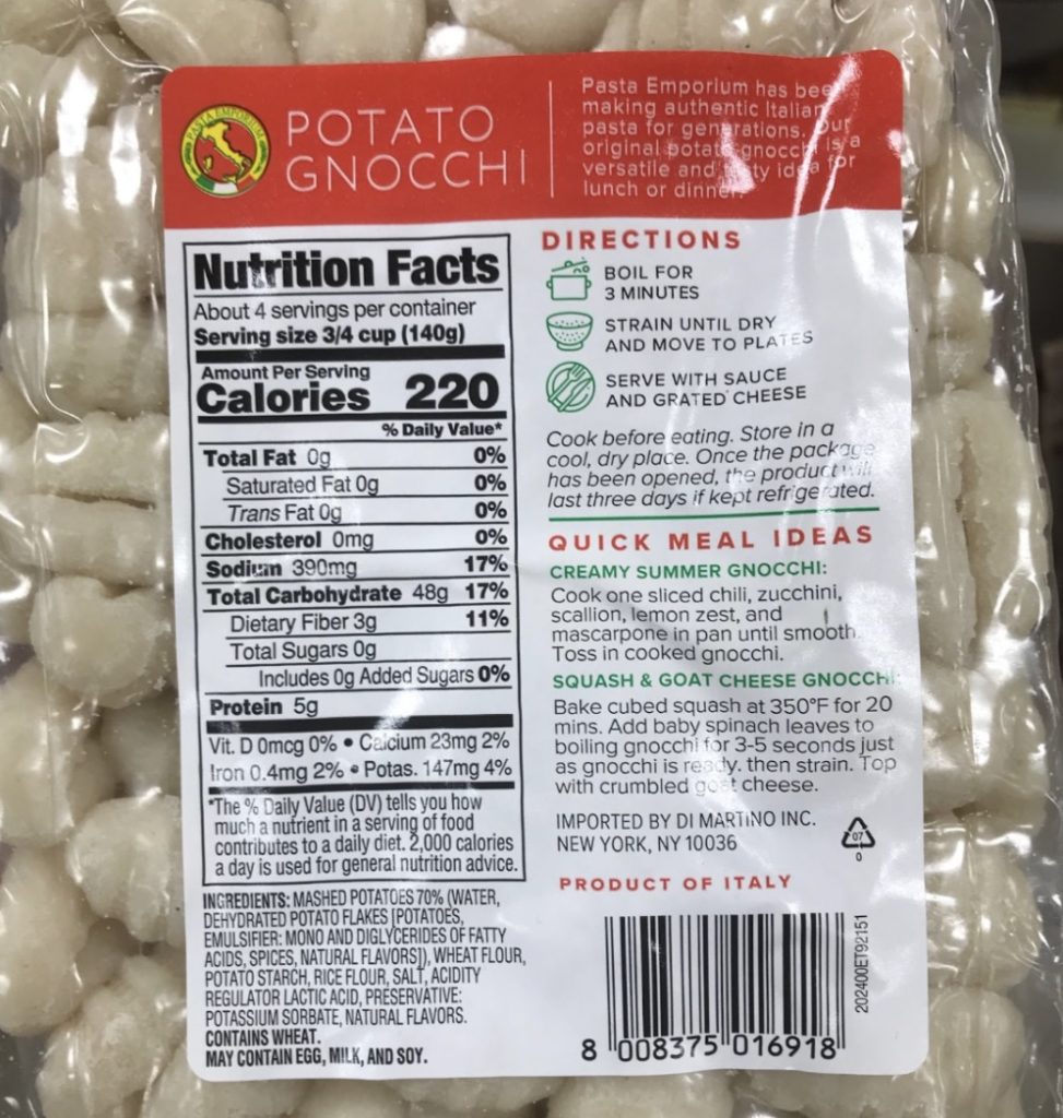 Trader Joes Pasta Emporium Potato Gnocchi