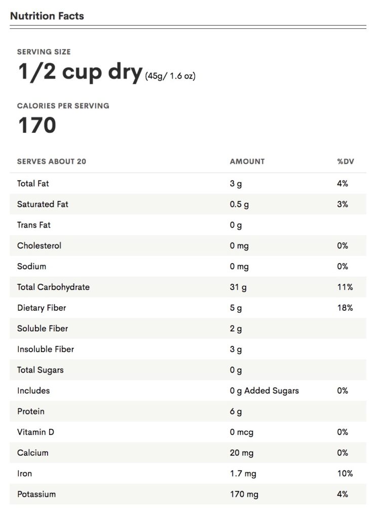 Trader Joes Rolled Oats Nutrition Facts