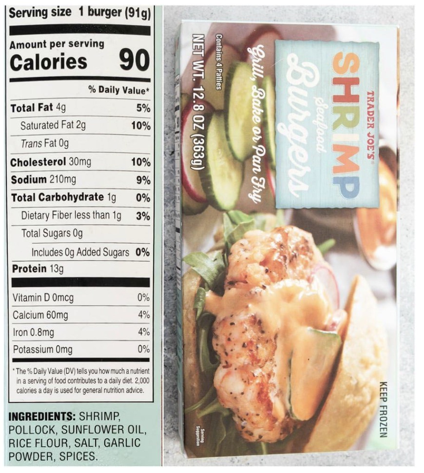 Trader Joe’s Shrimp Burgers Nutrition