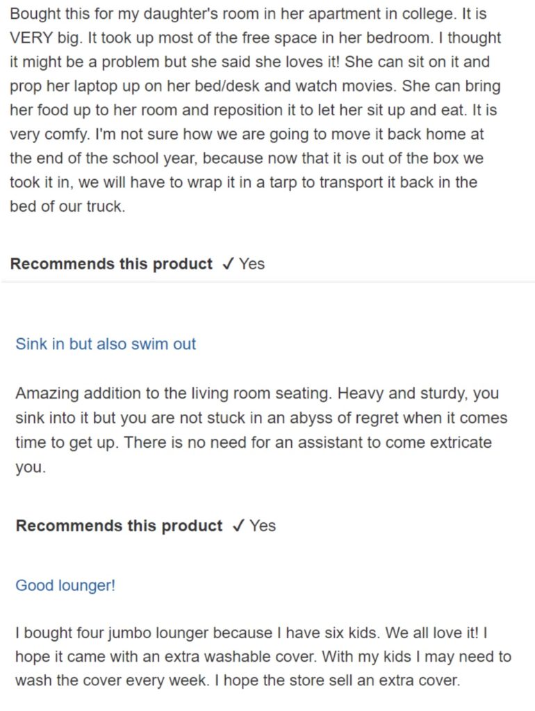 Costco Bean Bag Reviews