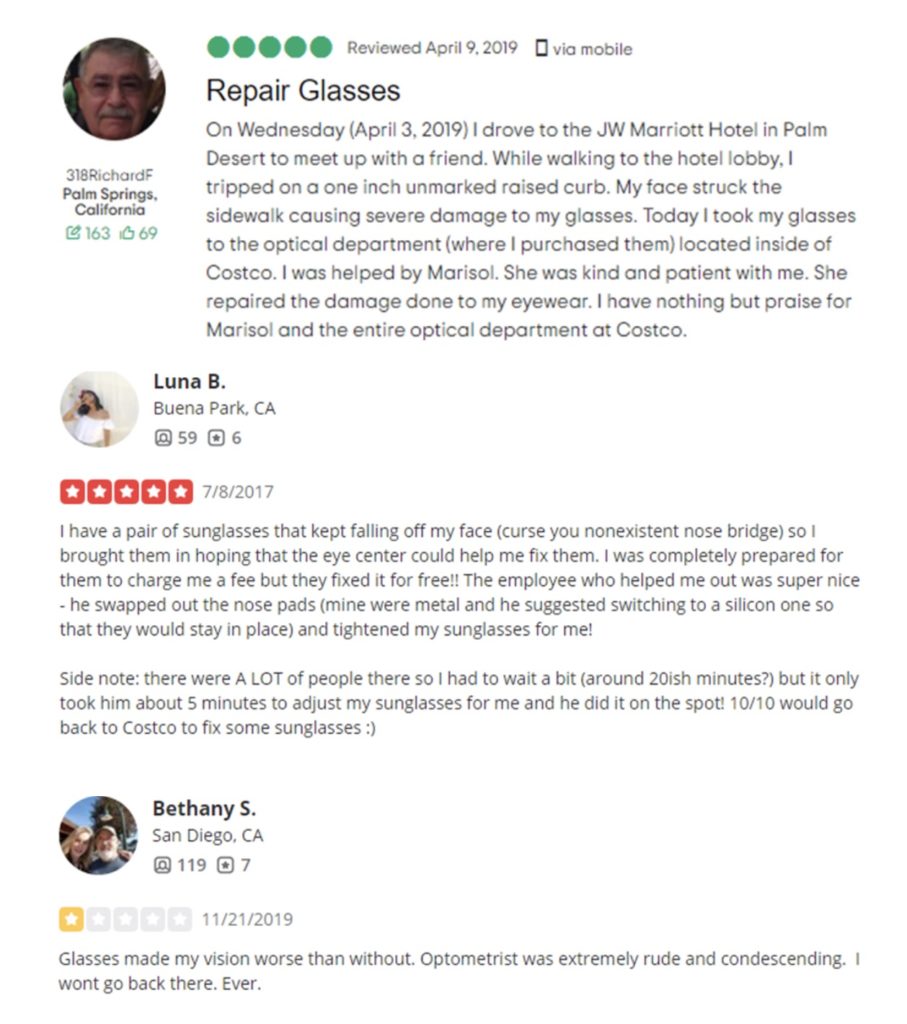 Costco eye glasses repair Review 1