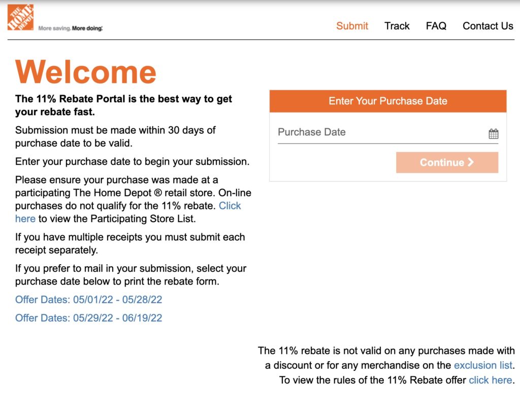 Home Depot 11 Rebate Match Form