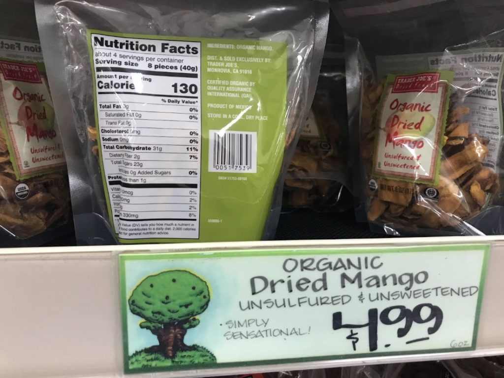 Trader Joe’s Dried Mango Ingredients