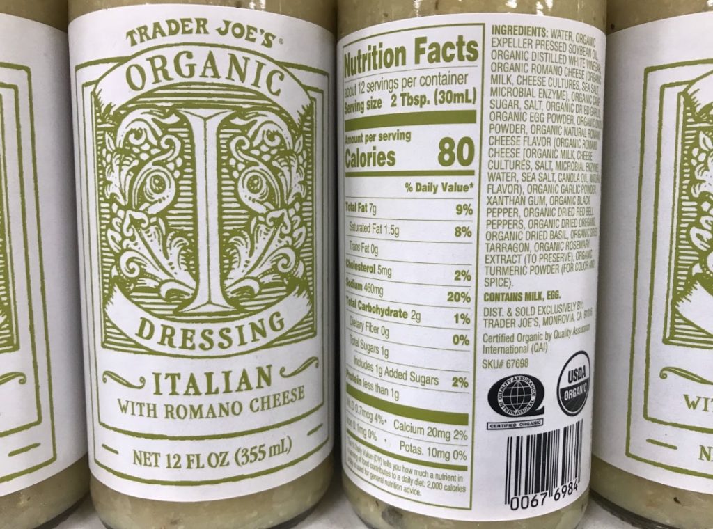 Trader Joe’s Organic Italian Dressing with Romano Cheese