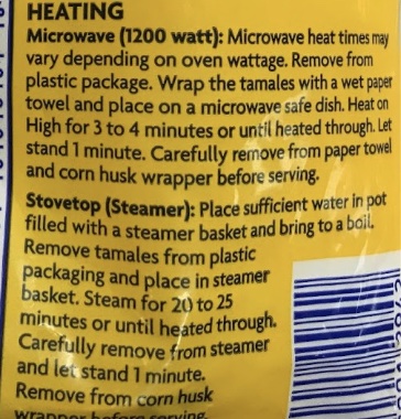 Trader Joe's Tamales Cooking Instruction