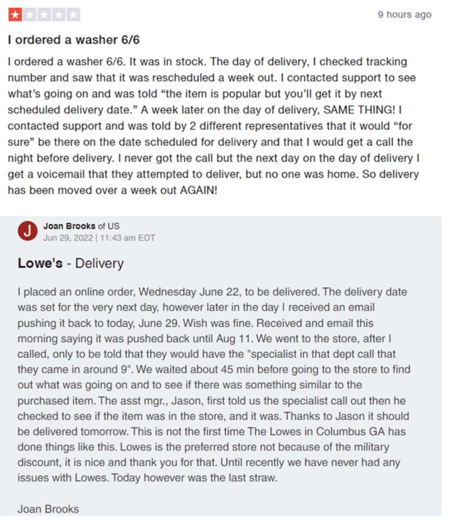 Lowes Appliance Delivery Reviews