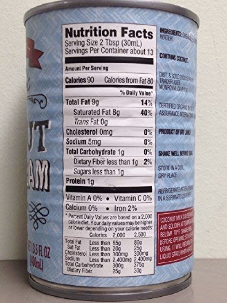 Trader Joe’s Coconut Cream Nutrition Facts