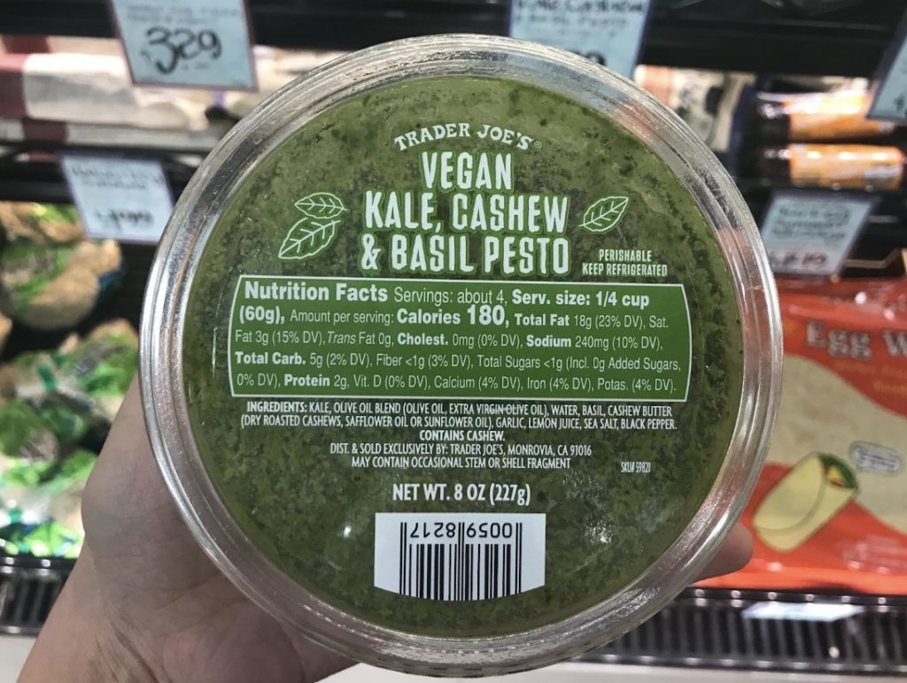 Trader Joe’s Vegan Kale, Cashew & Basil Pesto