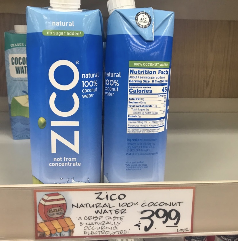 Trader Joe’s Zico Coconut Water Nutrition Facts