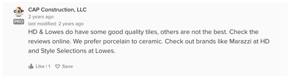 home depot tile review