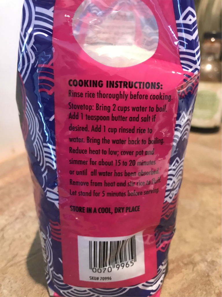 Trader Joe’s Jasmine Rice Cooking Instruction