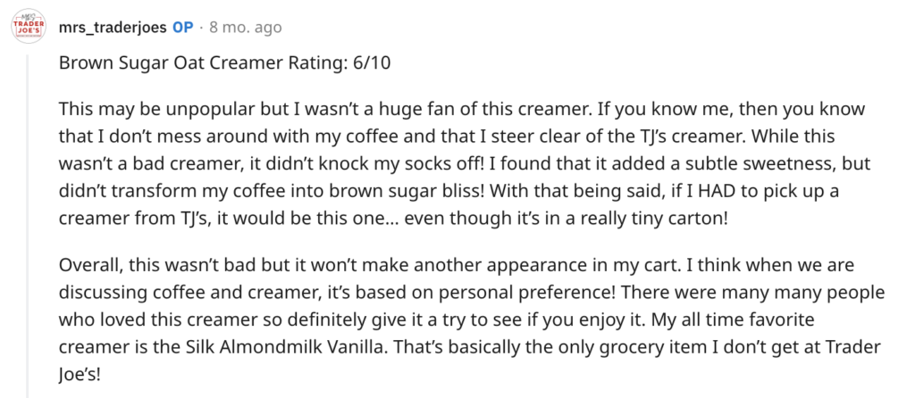 Trader Joe’s Non-Dairy Creamer Review 1