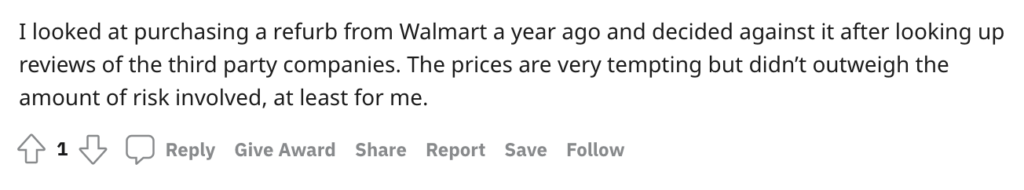 Review Walmart Refurbished