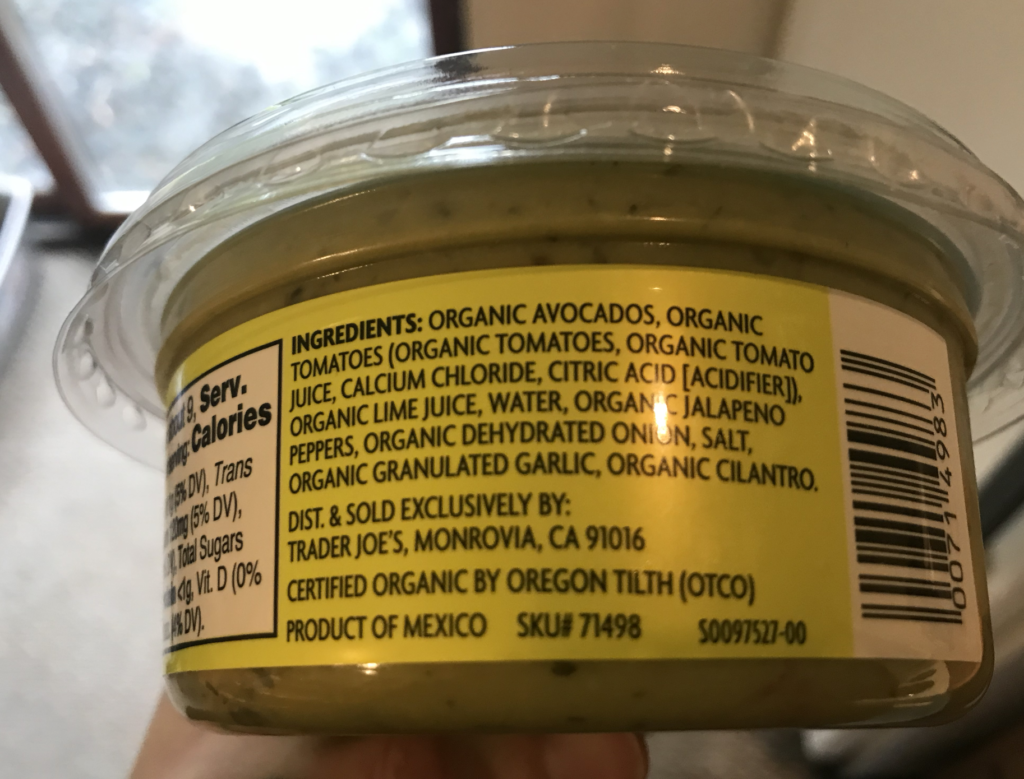 Trader Joe's Guacamole Ingredients