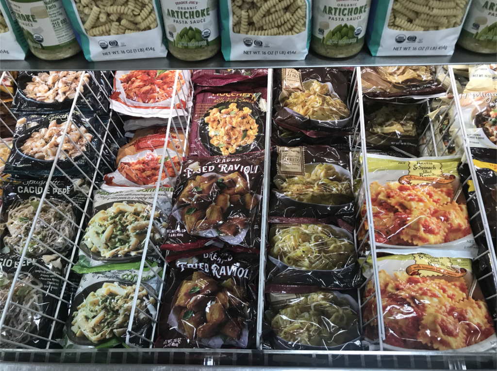 Trader Joes Pasta selection frozen