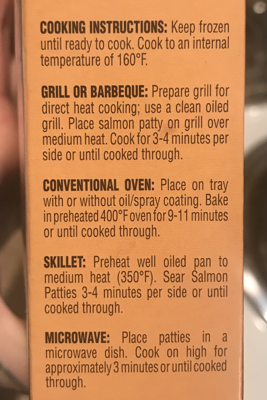 Trader Joe’s Salmon Burgers Cooking Instruction