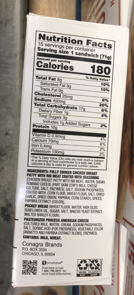 Chicken Melts At Costco Nutrition Facts