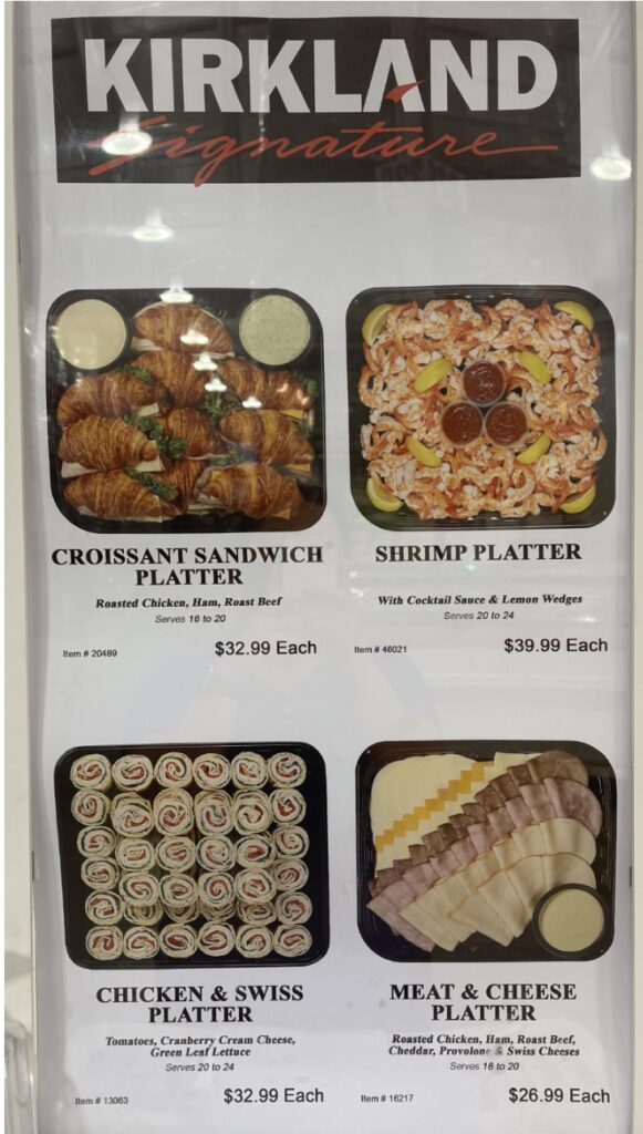 Full Costco Catering Menu (Party Platters and Pricing)