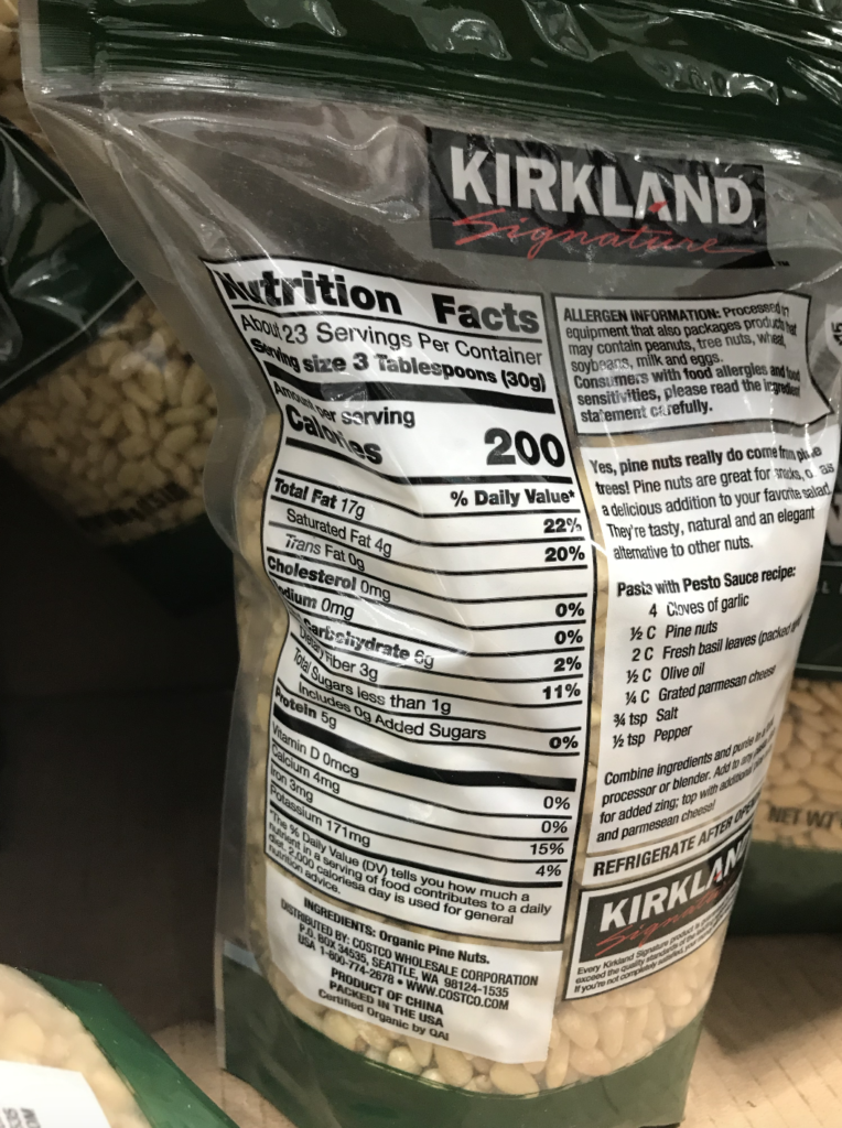 Costco Pine Nut Nutrition Facts