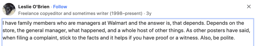 Complaint To Walmart Review 4