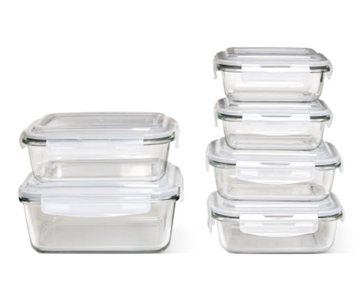 Crofton Glass Bowls with Snapping Lids