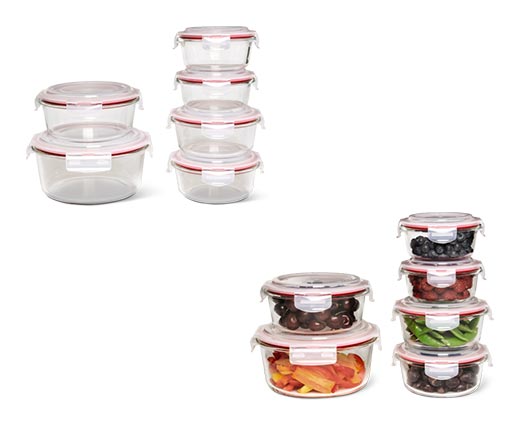 Crofton Glass Bowls with Snapping Lids