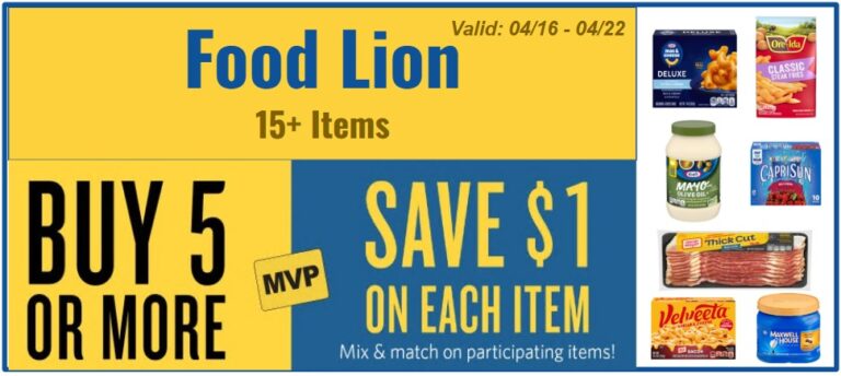 Food Lion MVP Deals (Buy 5 or More & Save $1 on Each Item)