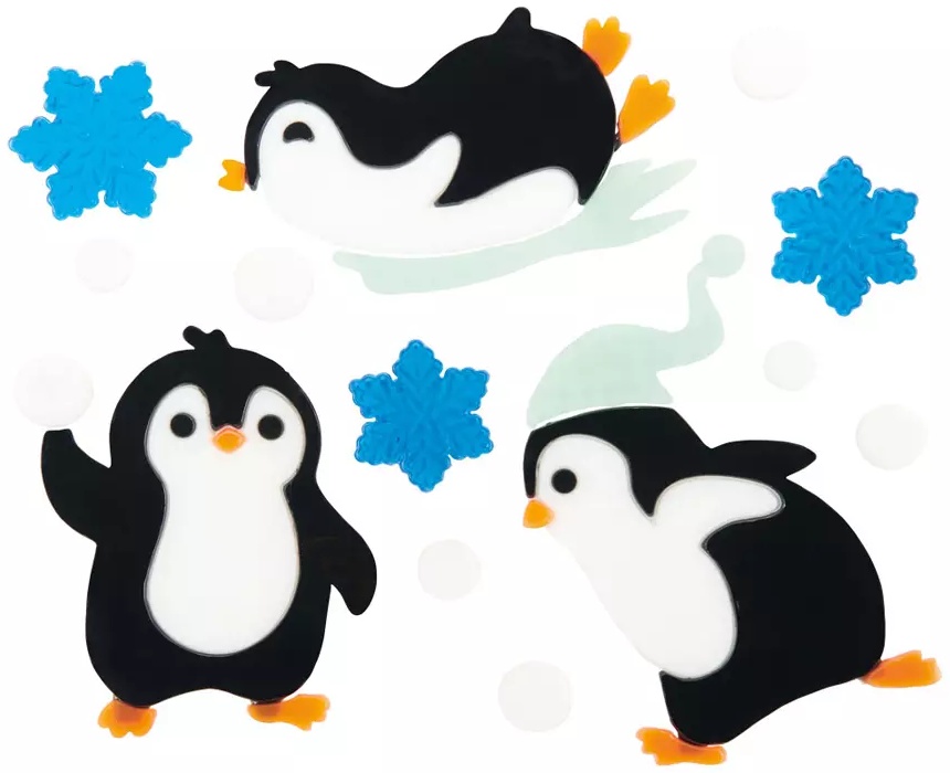 Merry Moments Holiday Gel Clings - Penguin Snow