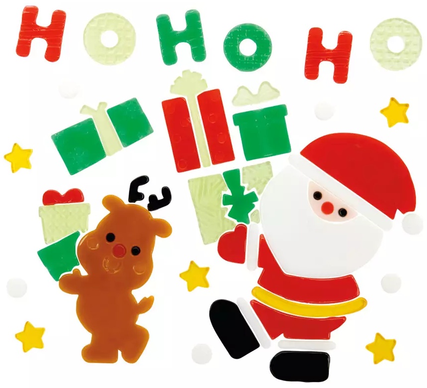 Merry Moments Holiday Gel Clings - Santa/Deer