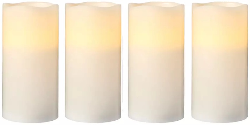 KIRKTON HOUSE 4 Piece Flameless LED Candle Set - Vanilla Scented White