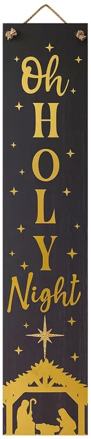Merry Moments Holiday Reversible Porch Sign - Santa/Oh Holy Night