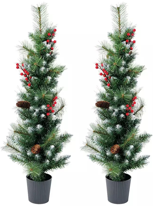 Merry Moments Flocked Potted Trees - 2 Pack 3 Foot Trees