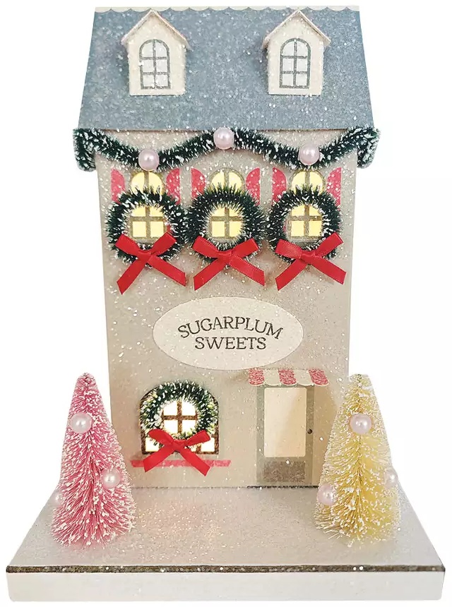Merry Moments LED Paper Glitter House - Sugarplum Sweets