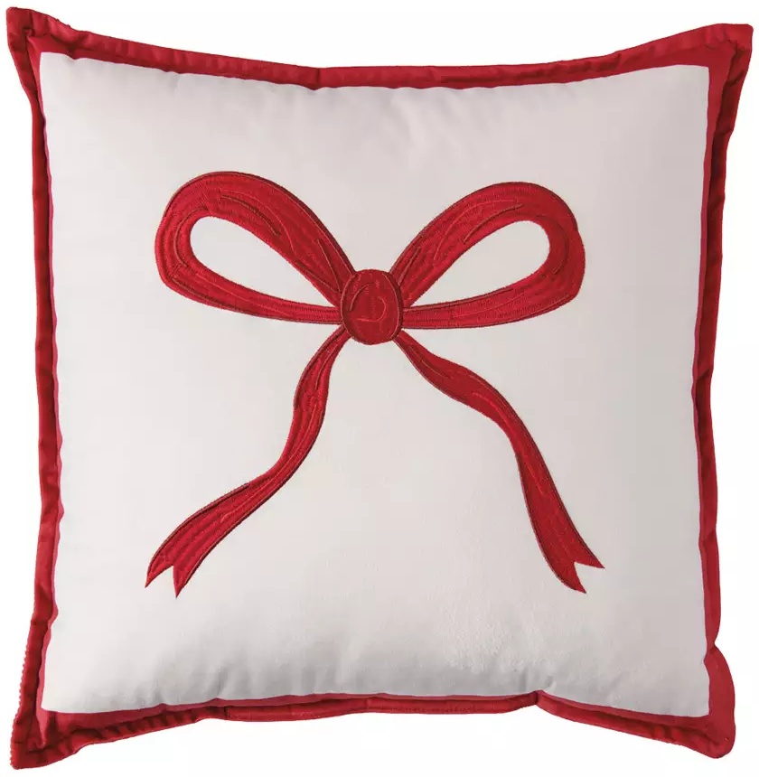 Merry Moments Holiday Decorative Pillow - Red Bow