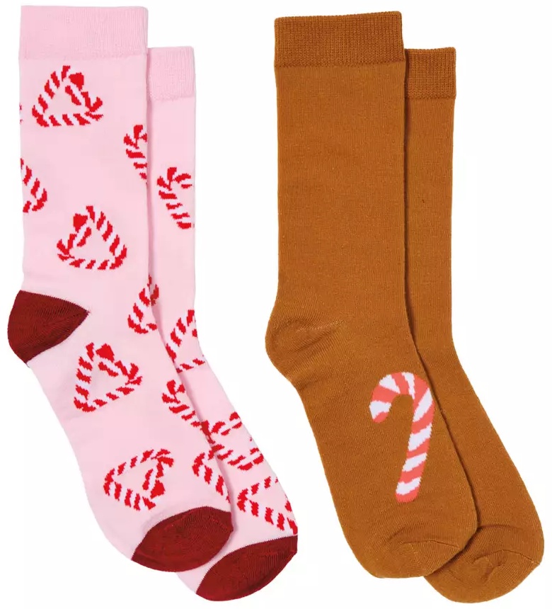 Merry Moments Holiday Socks 2 Pack - Heart/Brown