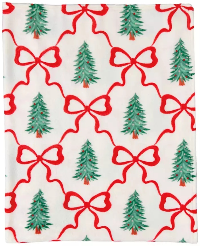 Merry Moments Holiday Throw - Bows & Trees