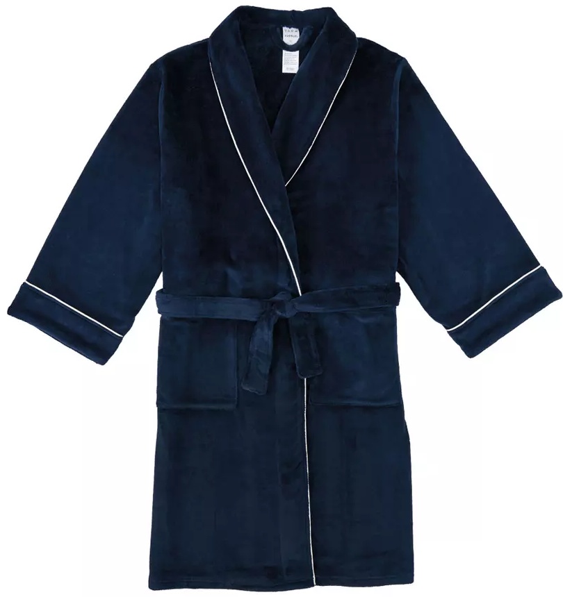 Avenue Men's Micro Plush Bathrobe - Navy