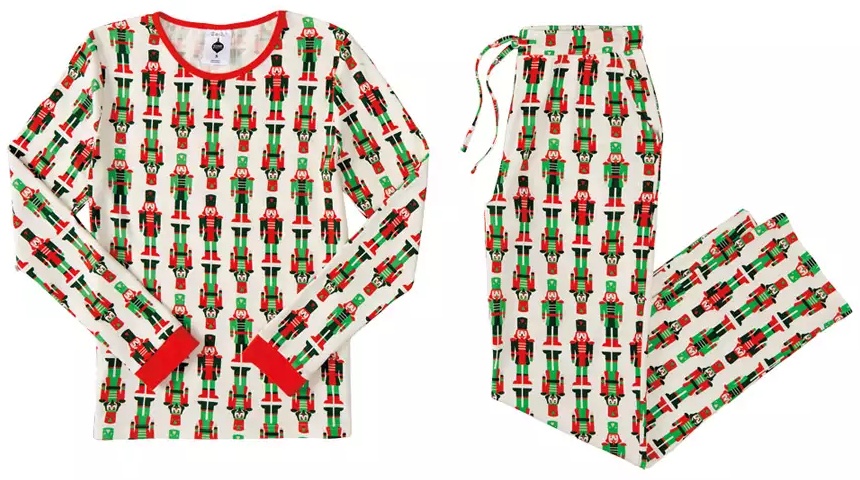 Merry Moments Ladies Holiday Pajamas - Ivory/Red