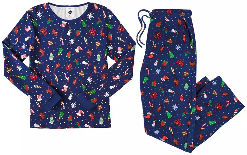 Merry Moments Ladies Holiday Pajamas - Navy