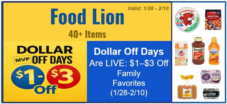 Food Lion Dollar Off Days Are LIVE: $1–$3 Off Family Favorites (1/28-2/10)