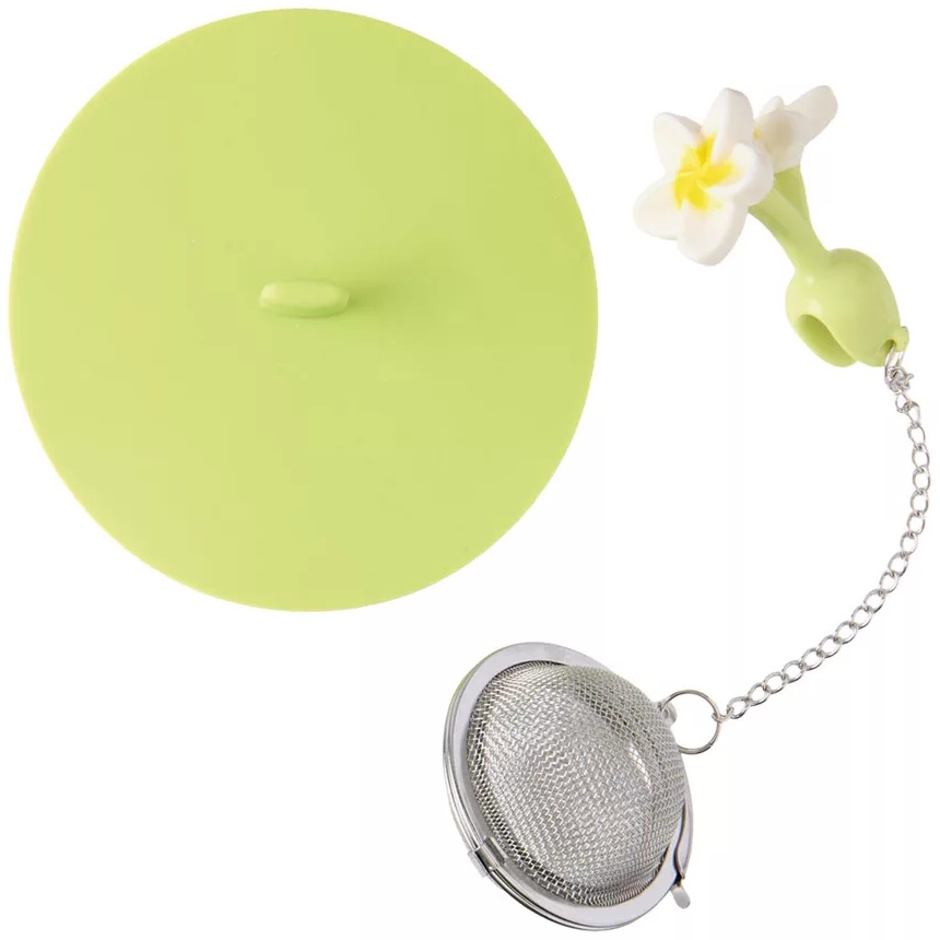 Plumeria Tea Infuser & Silicone Tea Lid Set